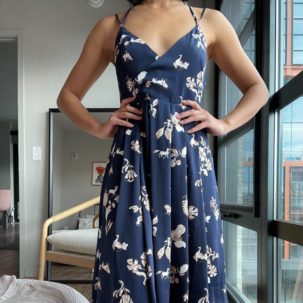 Madewell Floral Navy Midi Dress